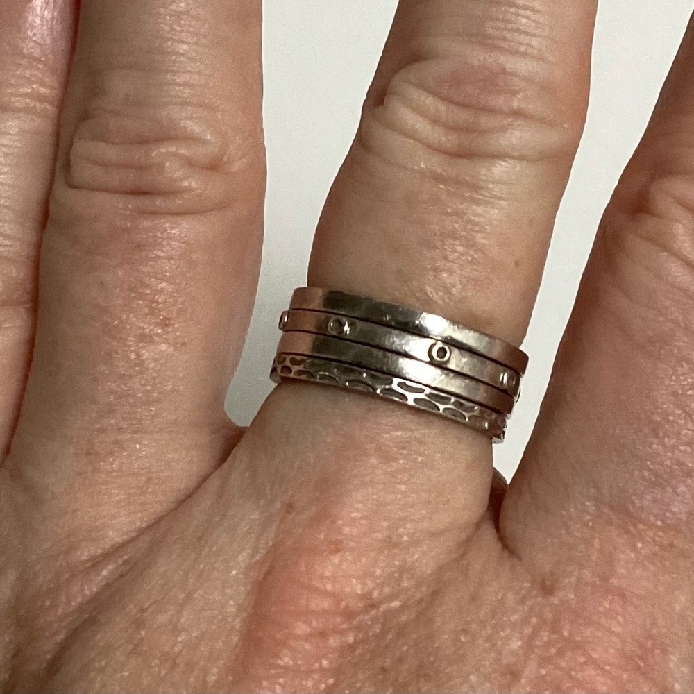 Retired Silpada Cubic Zirconia & 925 Sterling Silver Stack Ring - Picture 8 of 9